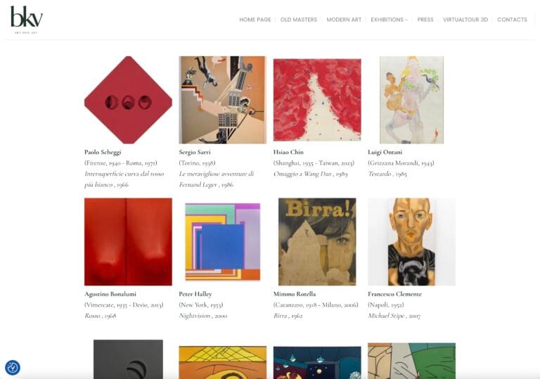 BKV Fine Art Gallery - Milano - sito web - catalogo opere